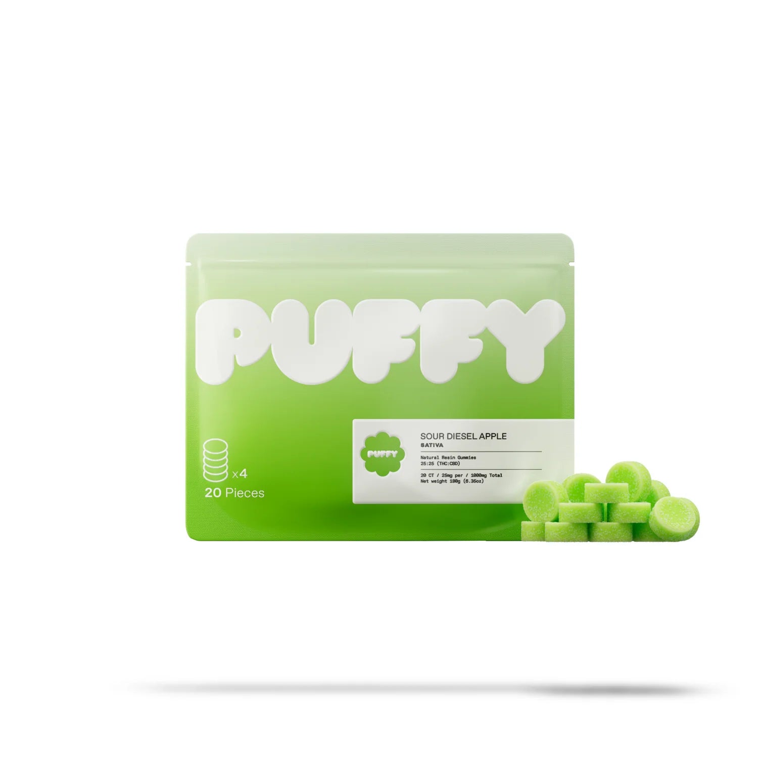 Puffy Natural Resin THC/CBD Gummies 25mg 1:1 (5pk)